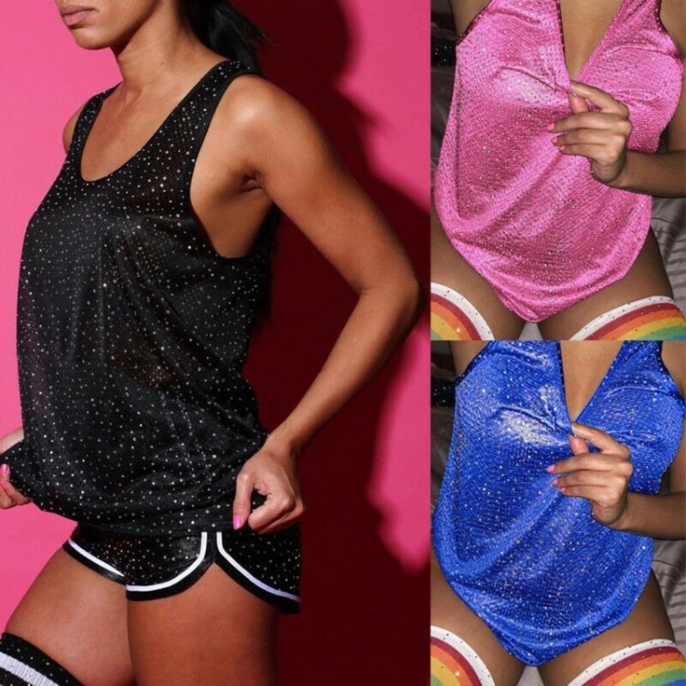 New Black rhinestone jersey lounge top